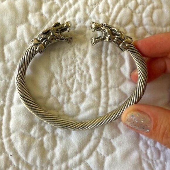 vintage adjustable tibetan silver panther head bangle - Picture 1 of 4